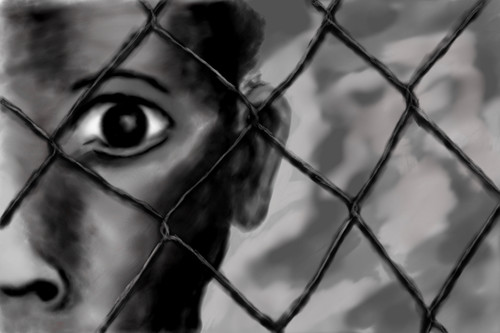 The child behind the fence by WhiteDolphin