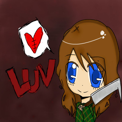 Me with my favorite cutting utensil 8D by XxSpiderLillyxX